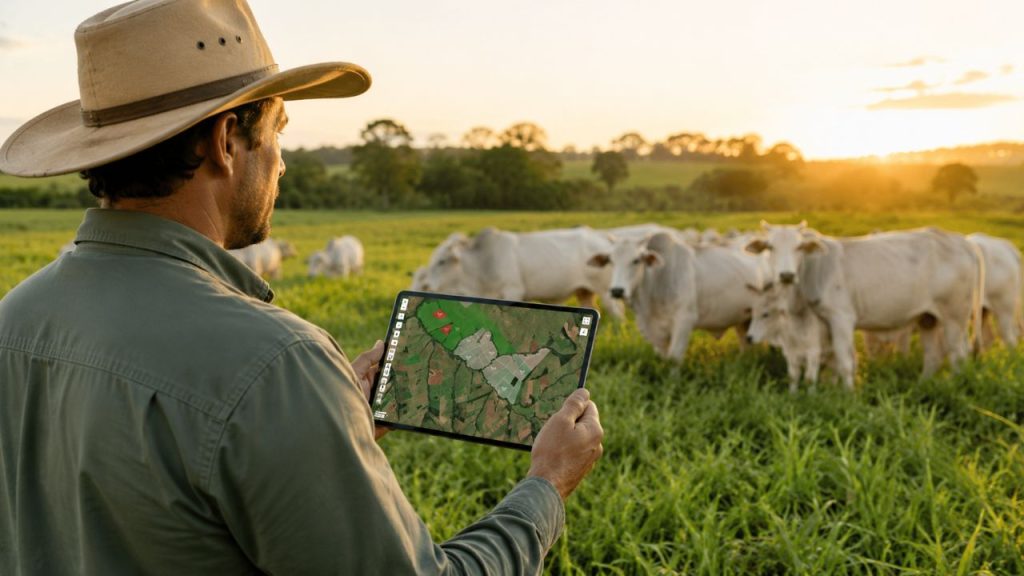 Pecuaristas brasileiros já usam satélites para medir a força do pasto, decidir quando trocar o gado de piquete e evitar perda de alimento em fazendas de corte
